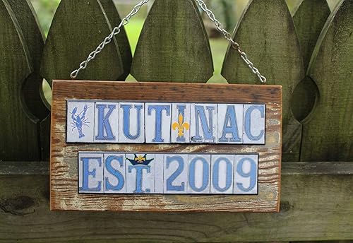 Miniatura 3 de Custom salvage wood EngagementWedding sign with a New Orleans street tile theme