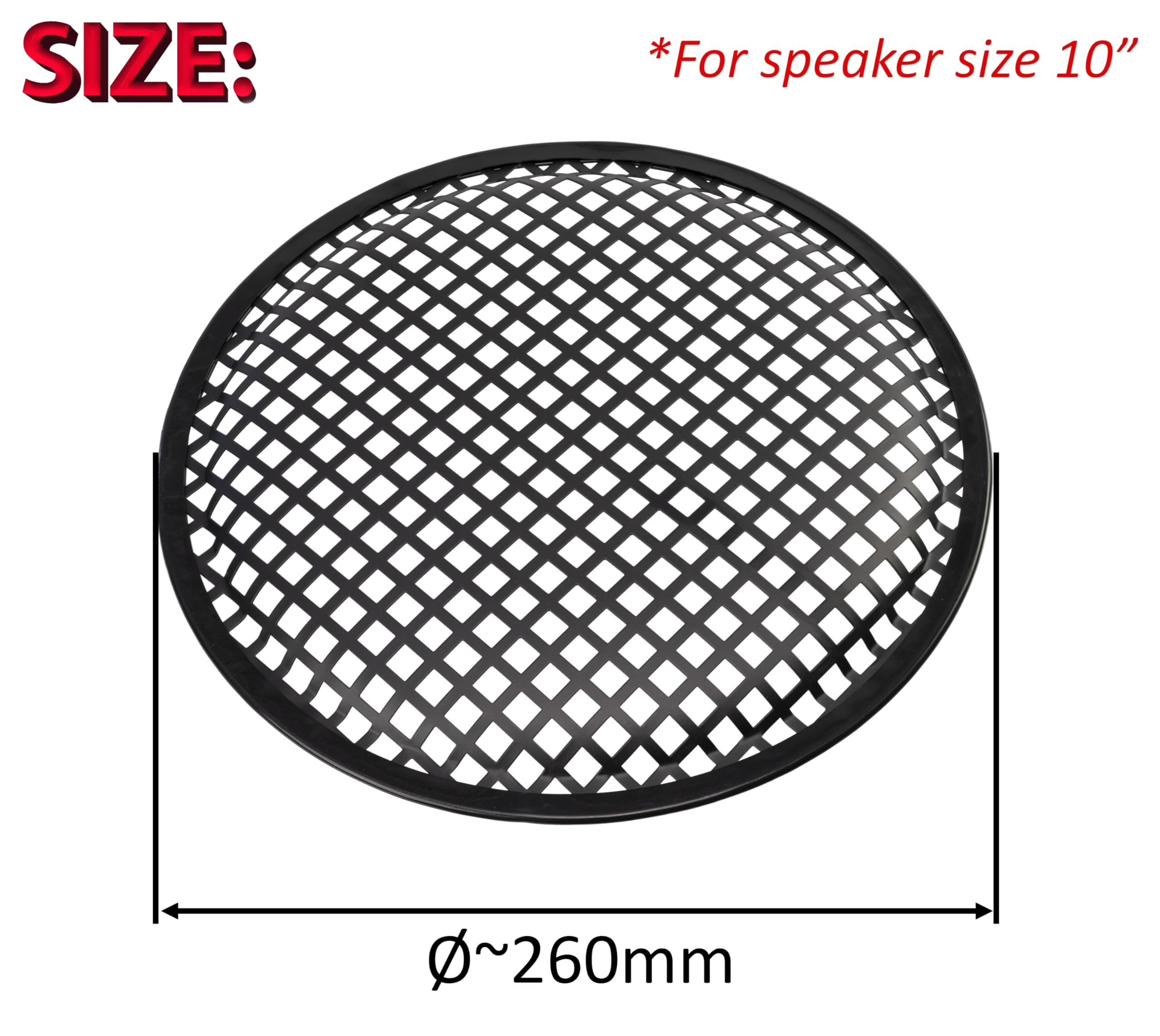 AERZETIX - C53602 - Set di 2 griglie reti di protezione per altoparlanti/casse subwoofer - diametro 260mm 10'' - colore nero - per auto veicolo