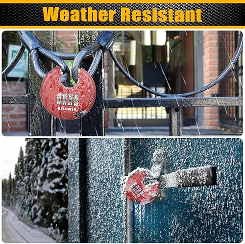 Miniatura 3 de DELSWIN Candado de combinación para exteriores, cerradura de disco resistente de 4 dígitos con grillete endurecido, candado combinado para puerta,
