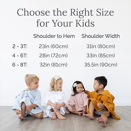 Miniatura 4 de Natemia Toalla Poncho para niños (azul) - 100% algodón turco orgánico - Toalla de poncho lavable a máquina para niñas y niños, suave en la piel