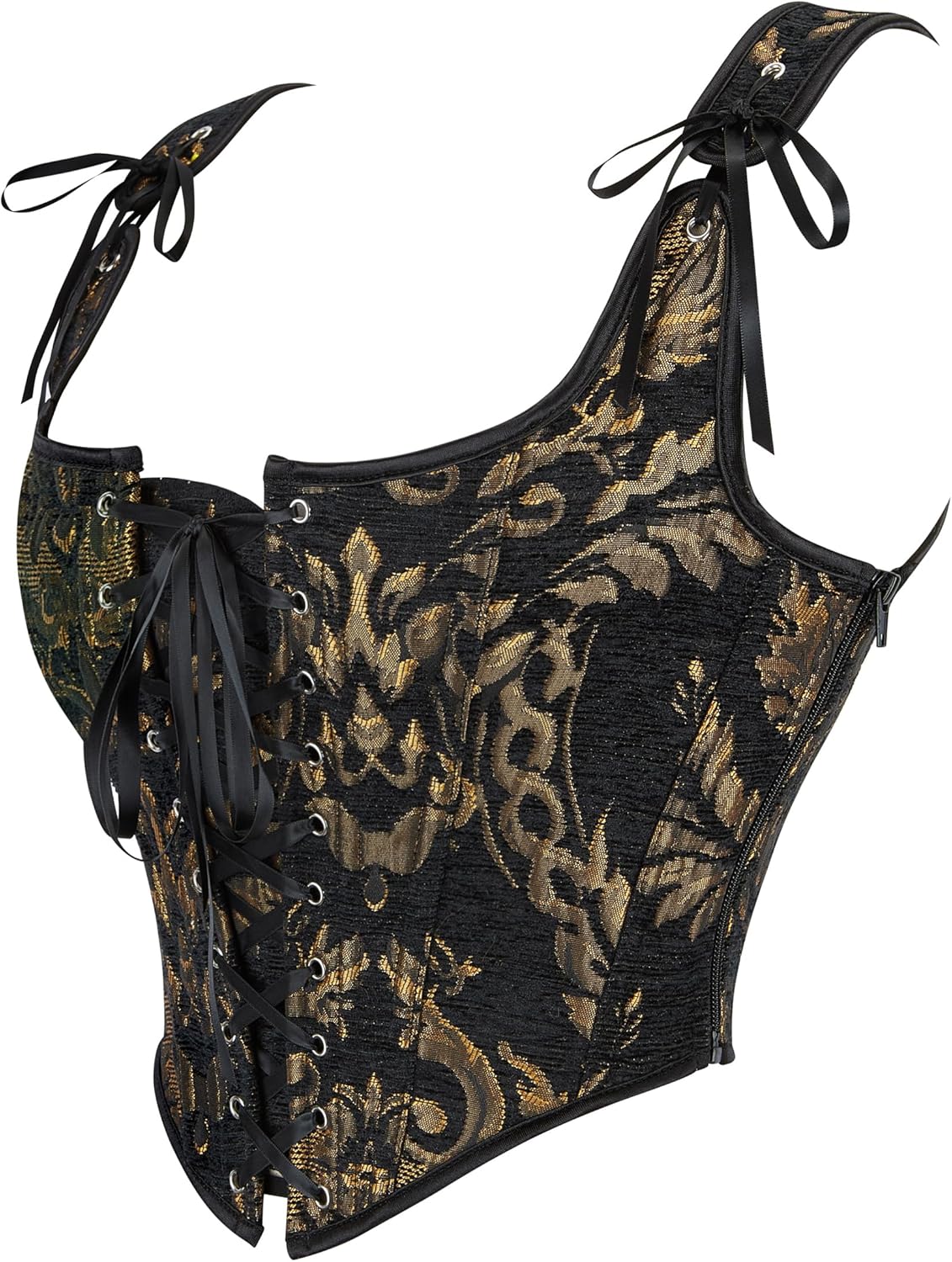 Dreay Womens Vintage Grommet Lace Up Tie Front Corset Bustier Shapewear Top Renaissance Corset Tops for Women - Image 3