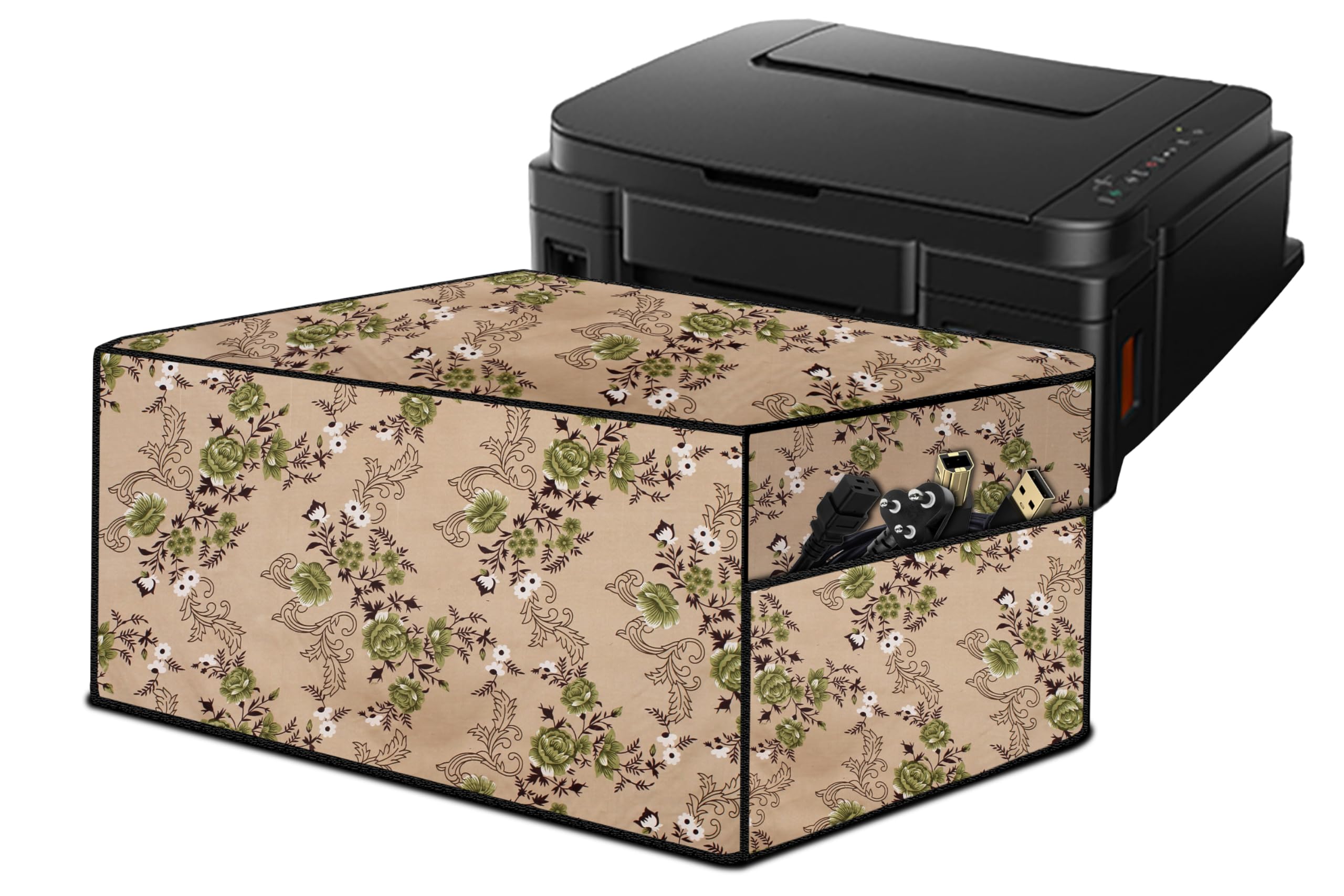 Stylista Waterprood and Dustproof Printer Cover Suitable for Epson Eco Tank L3250, Floral Pattern Beige, Polyester-image-8