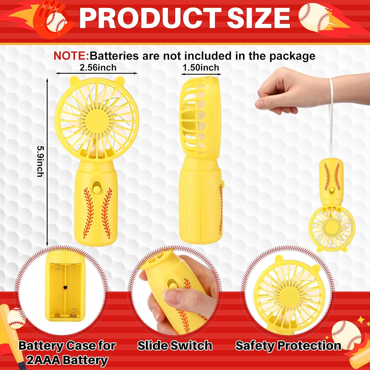 32 Pcs Softball Party Favors 16 Softball Handheld Fan and 16 16oz Plastic Tumblers with Lids and Straws Mini Portable Fans Cups Bulk for Softballs Team Gifts Sport Party (Yellow, Cute Style)