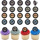 Monster Jam Rings, 24 Monster Truck Cupcake Toppers, Bright Colorful Truck Tire Cupcake Decorations, Food Safe - 24 Pack
