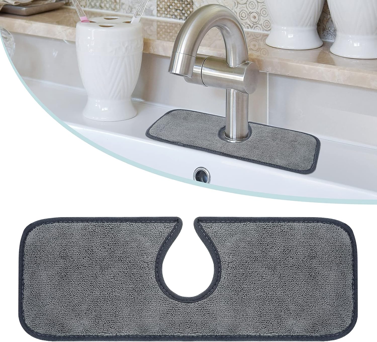 Faucet Absorbent Mat Kitchen Faucet Sink Splash Guard Sink Protector Towel Mat Dish Drying Mat Pads for Kitchen Bathroom (3 Pieces,15 x 5 Inch): Home & Kitchen