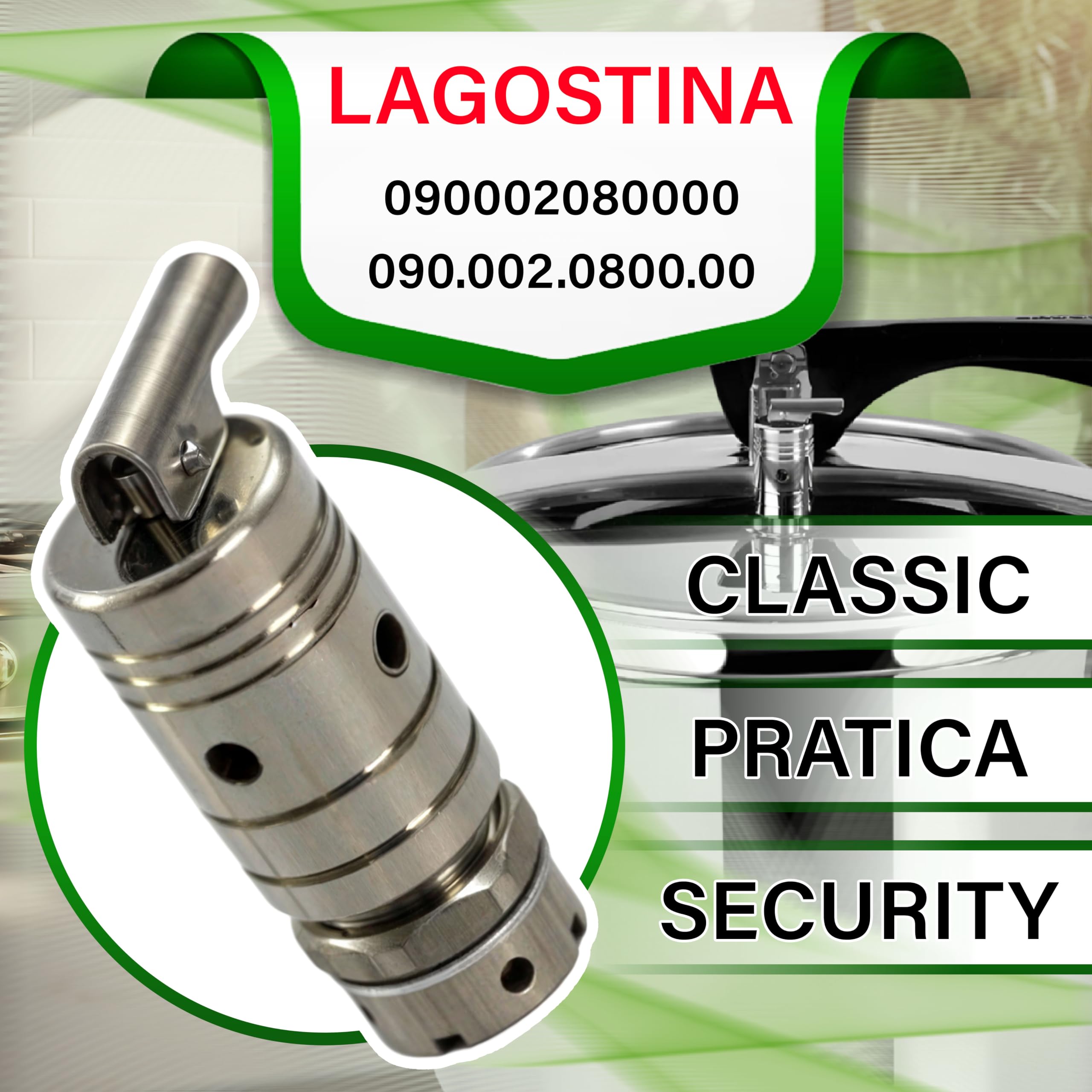 ONIX TECH Valvola Pentola a Pressione Ø 14 mm con Codice Originale 090.002.0800.00 090002080000 per Lagostina in Acciaio Inox - Garanzia di 5 Anni