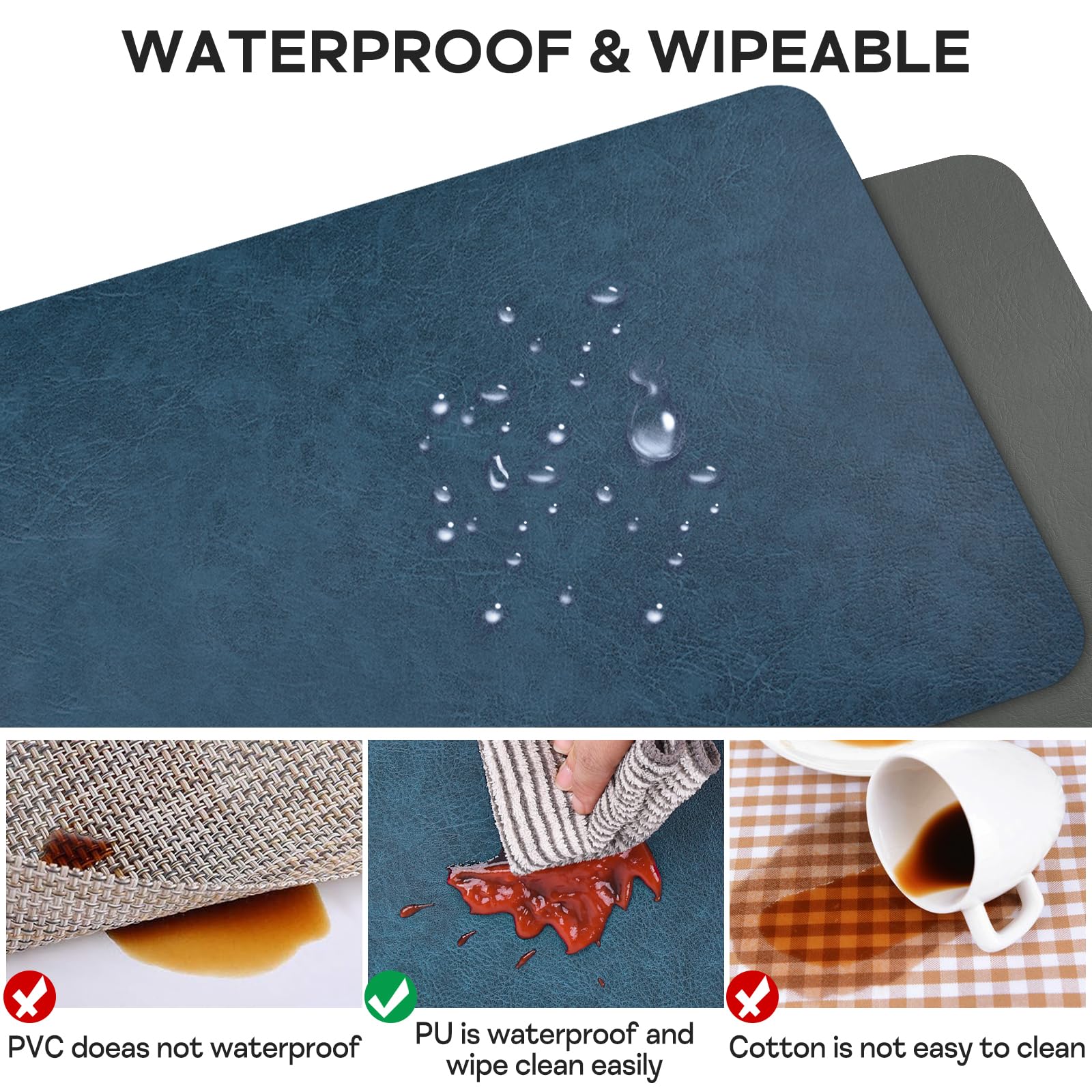 APLKER Placemats Set of 6, Waterproof Washable Table Mats Set of 6 - Image 4