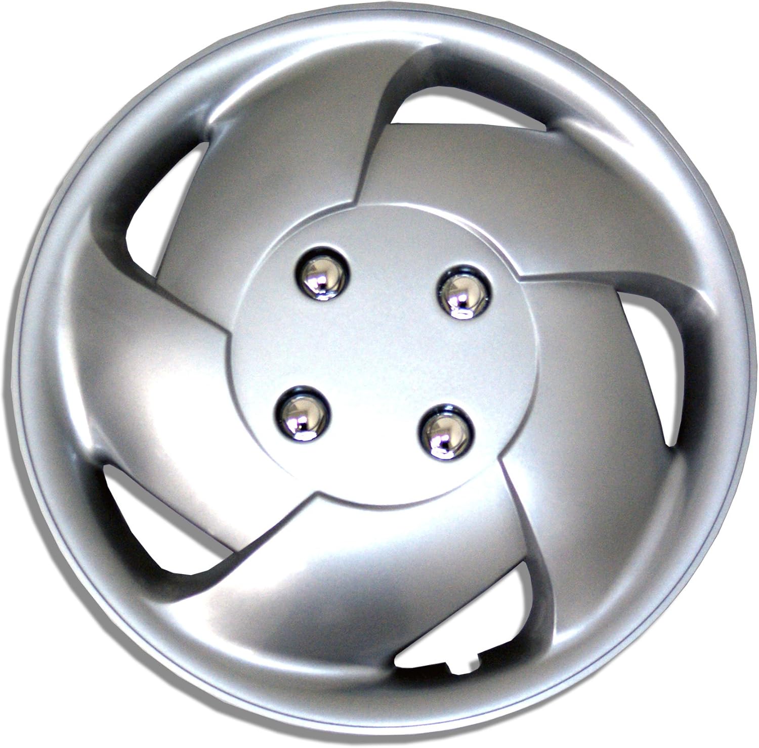 Tuningpros WC1P-15-8083-S - Pack of 1 Hubcap (1 Piece) - 15-Inches Style Snap-On (Pop-On) Type Metallic Silver Wheel Covers Hub-caps