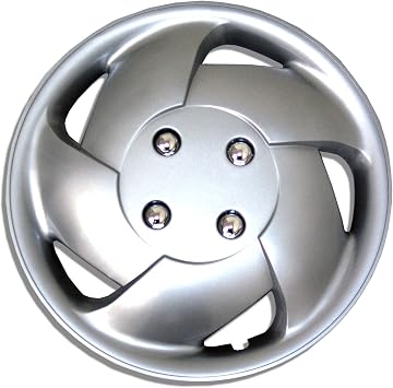 WSC-083S15 - Pack of 4 Hubcaps - 15-Inches Style Snap-On Pop-On Type Metallic Silver Wheel Covers Hub-caps
