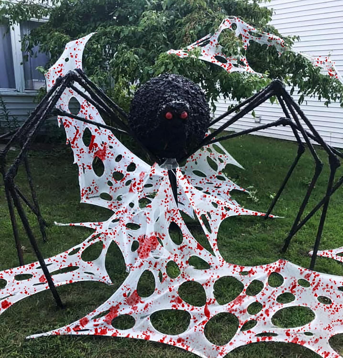 halloween decorations outdoor spider web 11.48x11.48ft: cut your own giant stretchy beef netting spiders webbing gauze cobweb haunted house decor