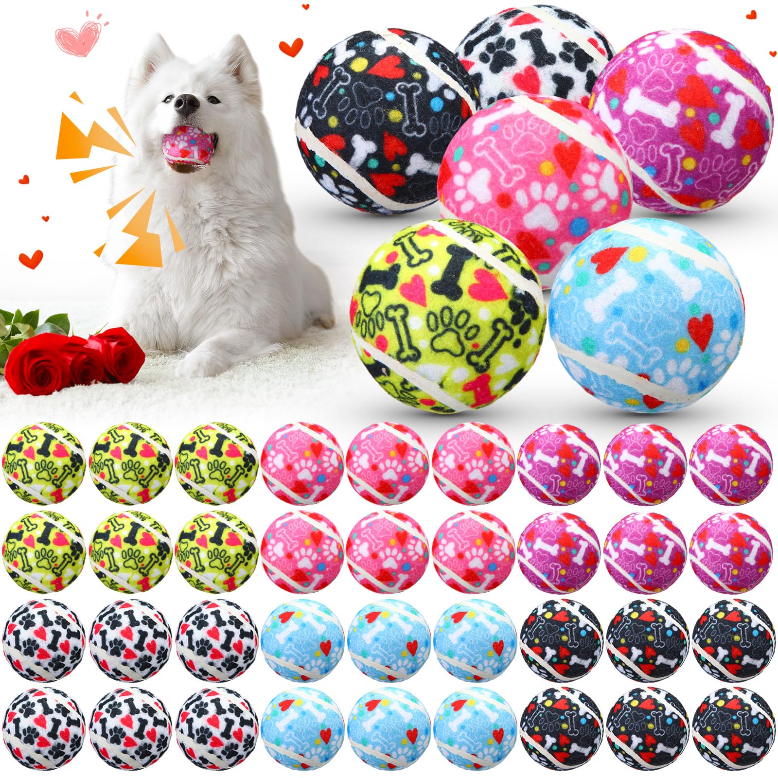 36 Pcs Dog Squeaky Tennis Balls 2 5 Inch Interactive Pet Toys Ball for Small Medium Large Dog