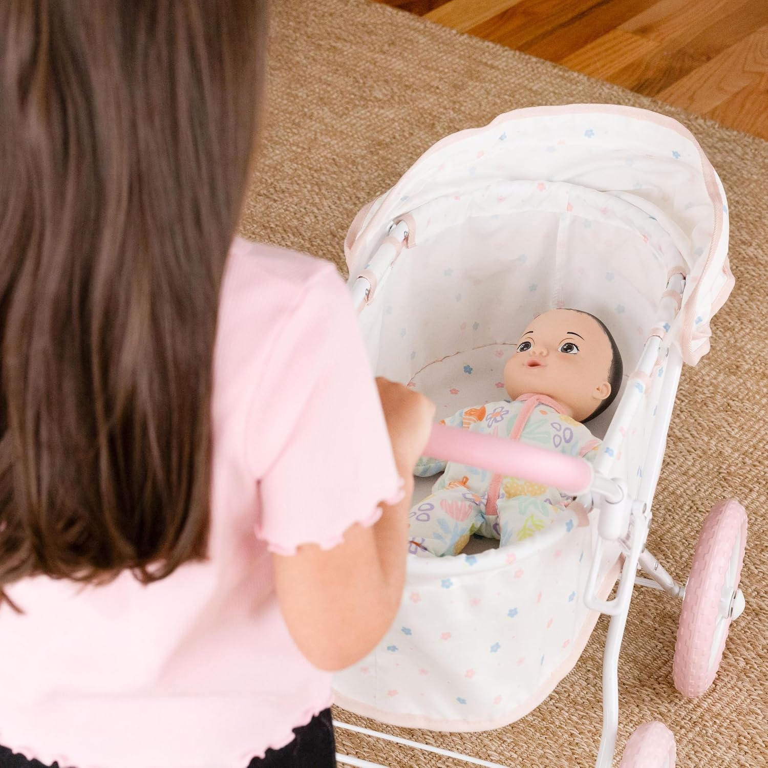 Acorn Avenue 14 Inch Soft Baby Doll for Toddlers 1–3, with Removable Clothes & Pacifier, Toddler Doll Toy (Pink Asian)