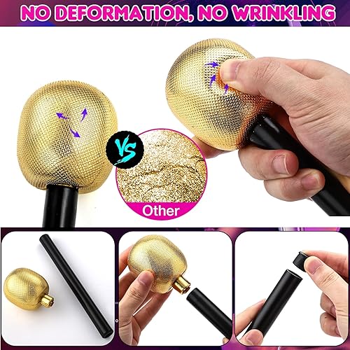 Miniatura 3 de Facmogu 5 accesorios de micrófono con purpurina dorada, accesorios de micrófono falsos, accesorios de micrófono de escenario de estrella de rock,
