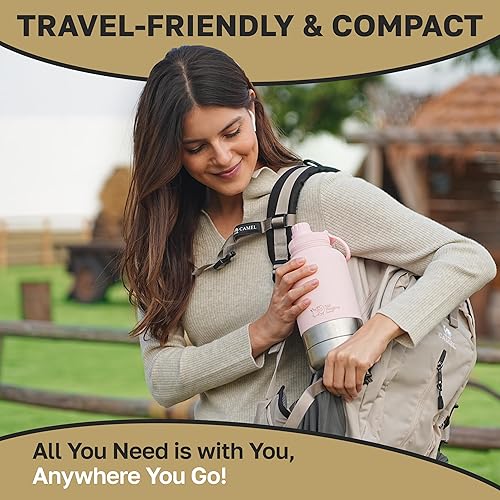 Miniatura 5 de Botella de agua de viaje 3 en 1 de 32 onzas para perros y seres humanos, doble uso, acero inoxidable, mantiene el agua caliente 6 horasfría 12