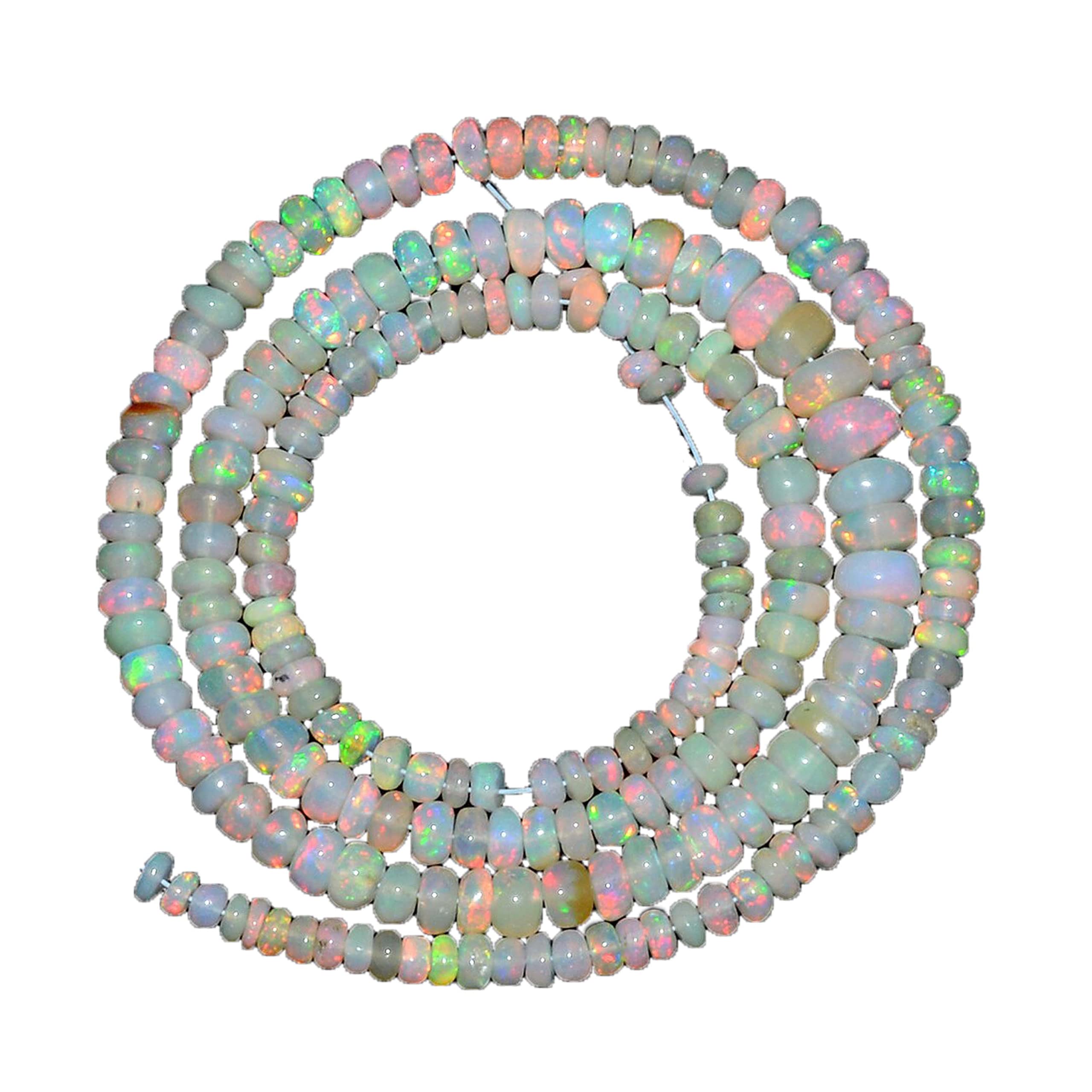 Opale éthiopienne AAA perles rondelles lisses de prestige pour la haute joaillerie fine