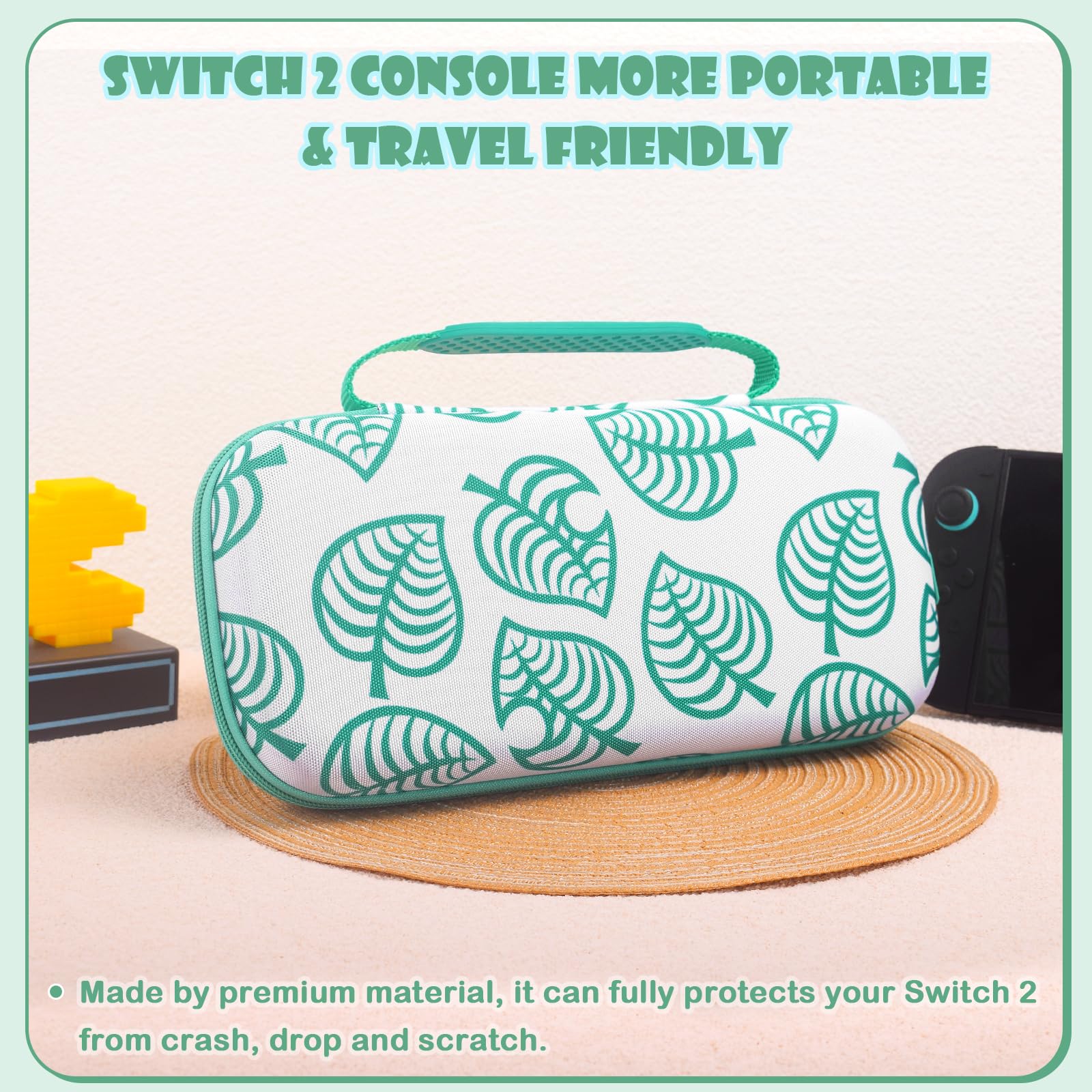 VGBUS Funda de transporte para Switch 2 2025, bonita funda de viaje para Switch 2 con 10 ranuras para tarjetas de juego para Switch 2 accesorios, cruce de animales (verde)