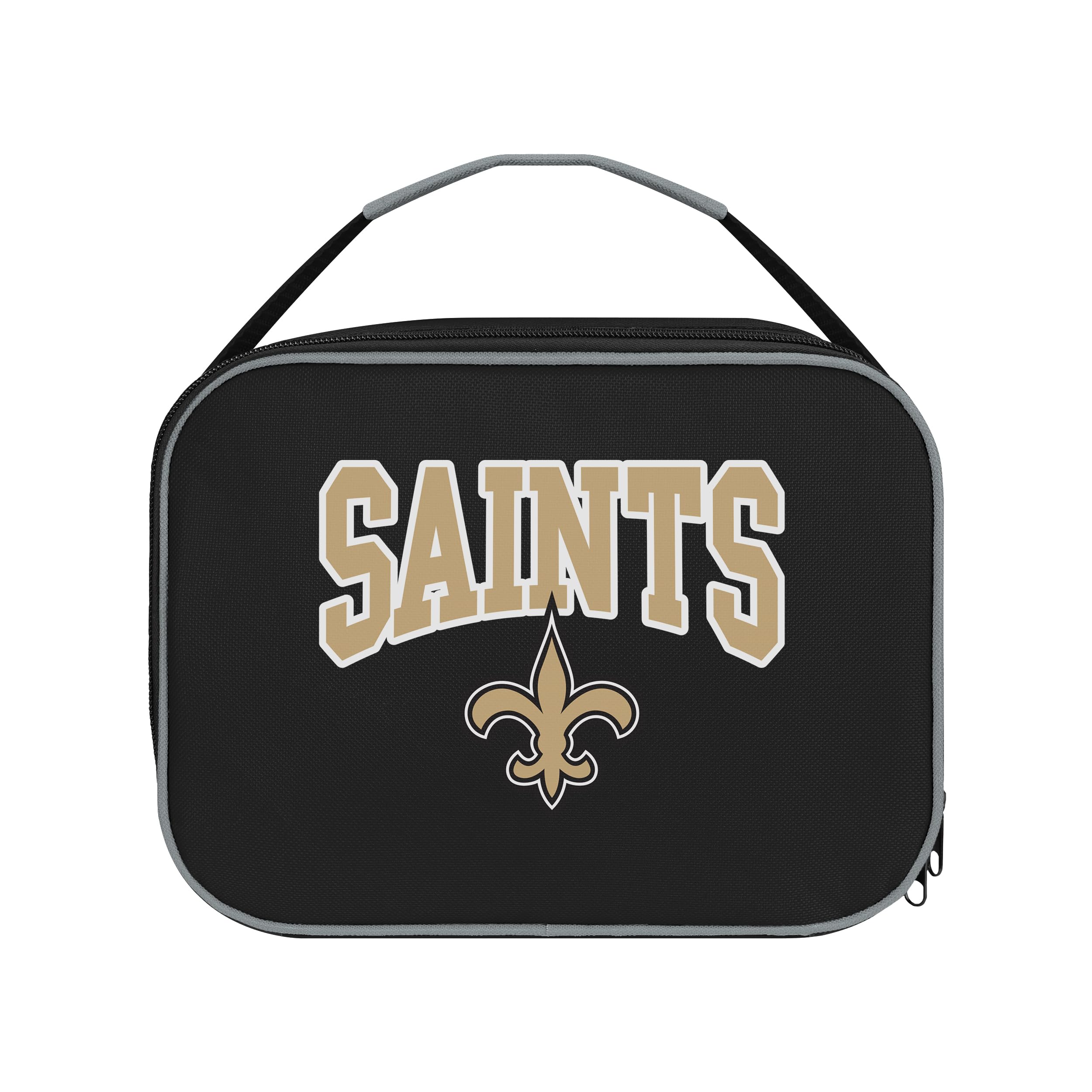 FOCO NFL Unisex-Adult Officially Licensed Wordmark Team Color Big Logo Football Zip Closure 7L Lunch Bag - New Orleans Saints