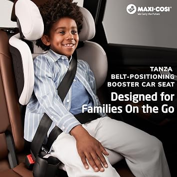 Maxi-Cosi Tanza Belt-Positioning Booster Car Seat with Back, Foldable Car Seat, Sea Shadow