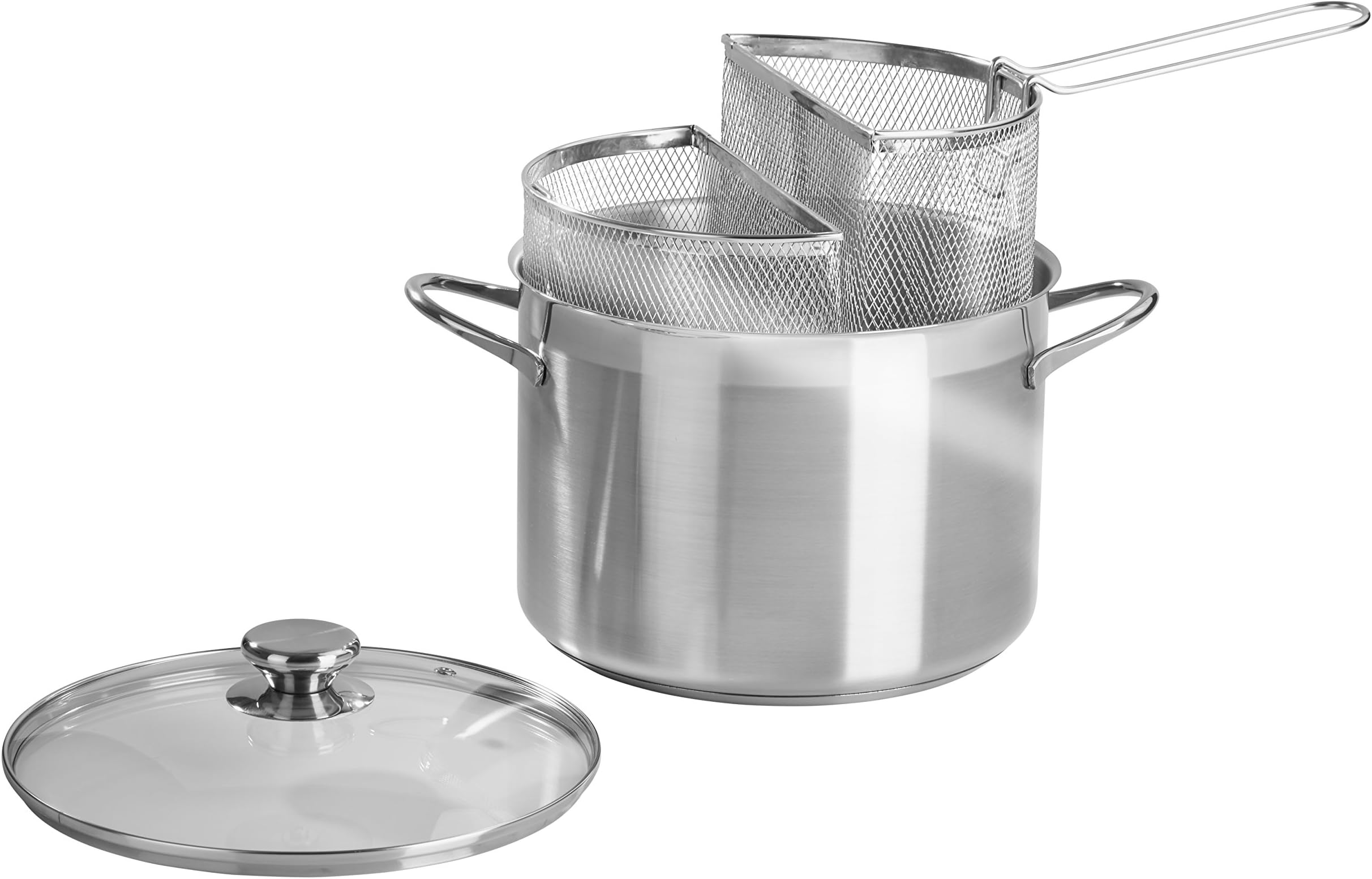 BarazzoniSpaghetti Pot with Double Basket, ø24cm, capacity 6 lt, 18/10 Stainless Steel, Made in Italy Grey