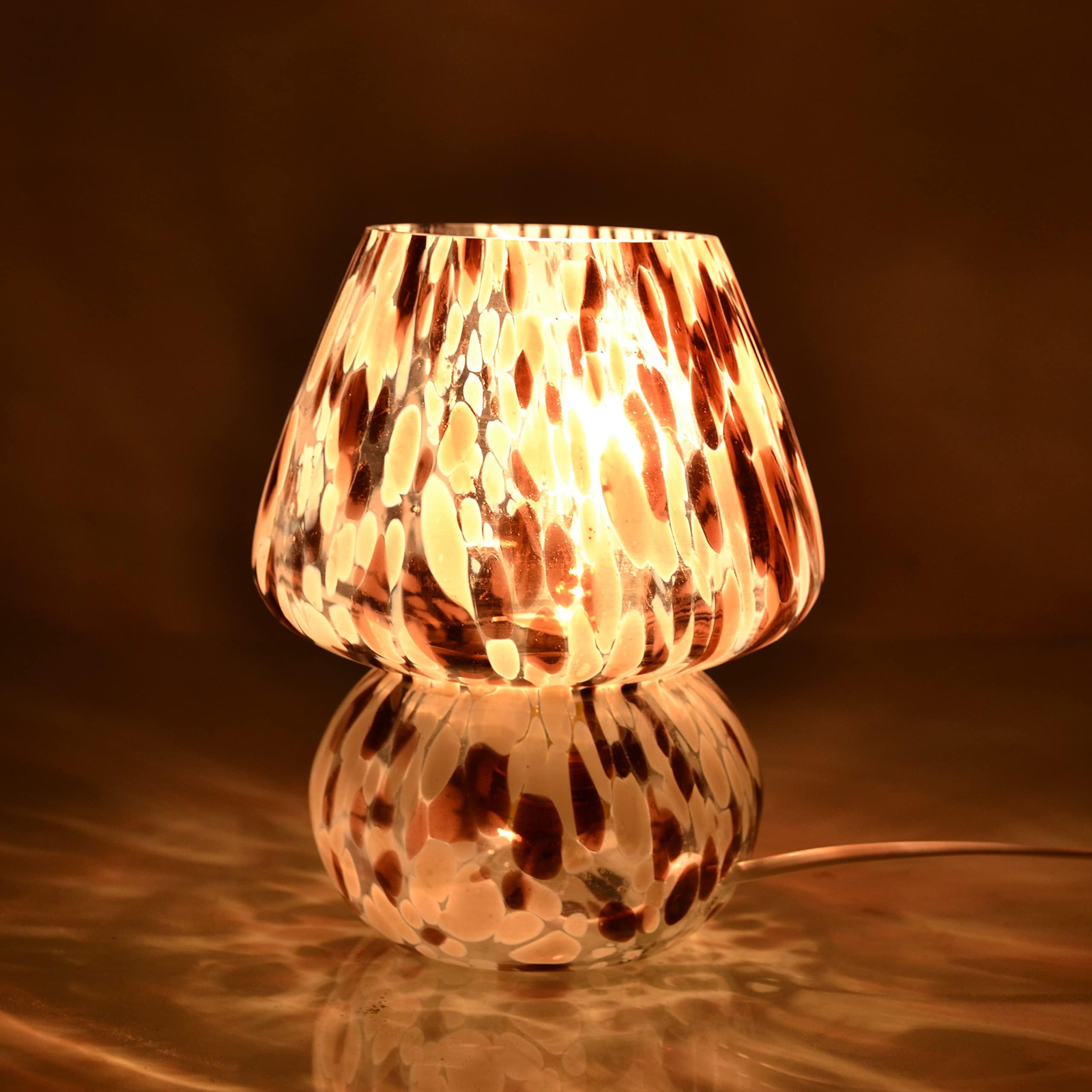 Mushroom Lamp in Black & White Murano Glass • Bedside lamp • Table Lamp • Made in India• Home Decor (Medium)