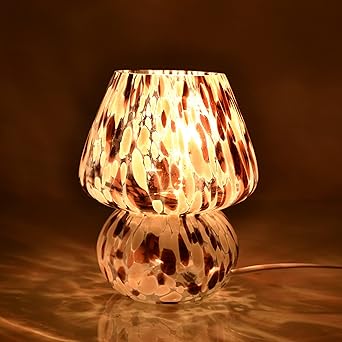 DECENT GLASS Mushroom Lamp in Black & White Murano Glass ? Bedside lamp ? Table Lamp ? Made in India? Home Decor (Medium)