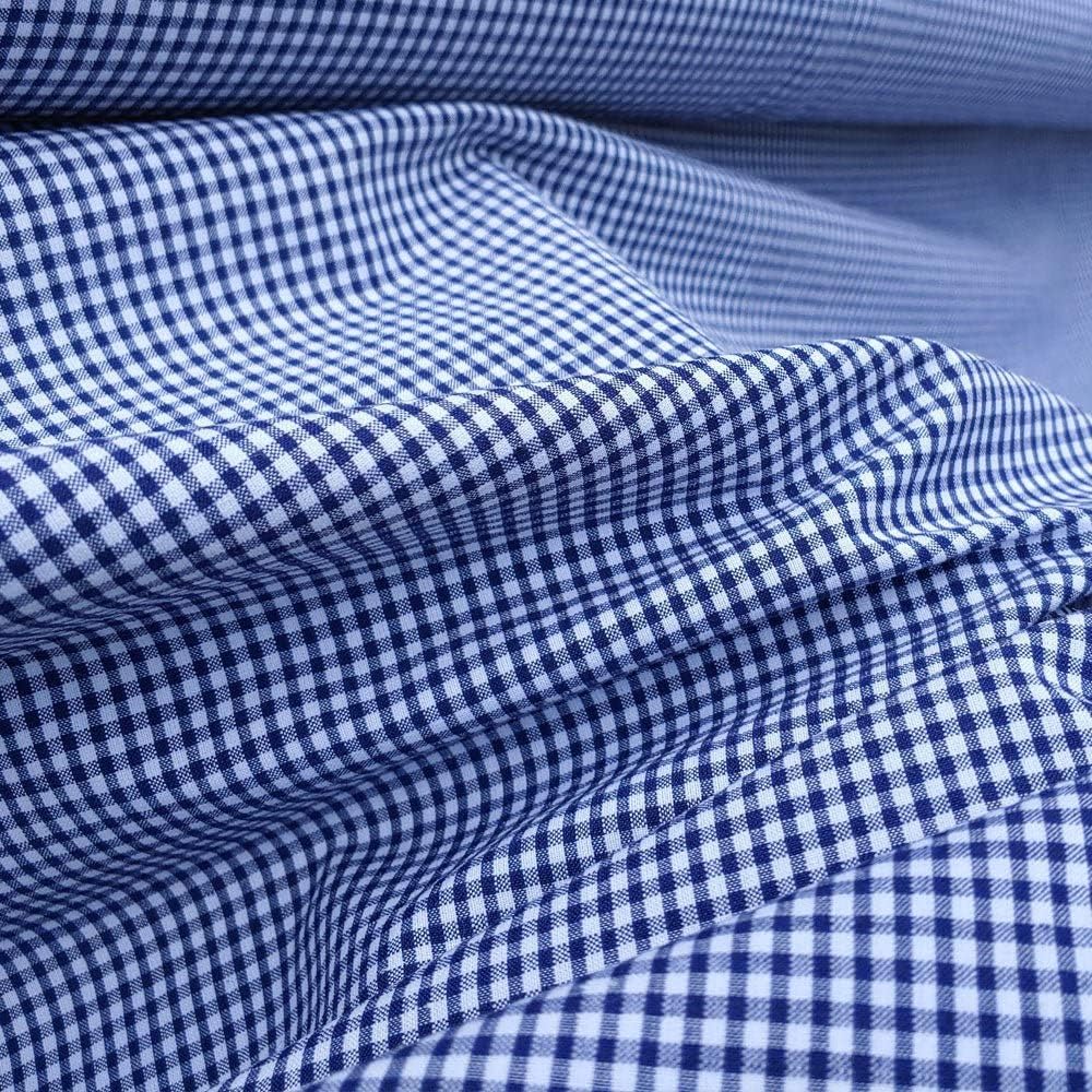 The Linen Lab Blue Ramie Cotton Fabric Mini Gingham Check | Premium Quality and Durable Material for Sewing and Crafts