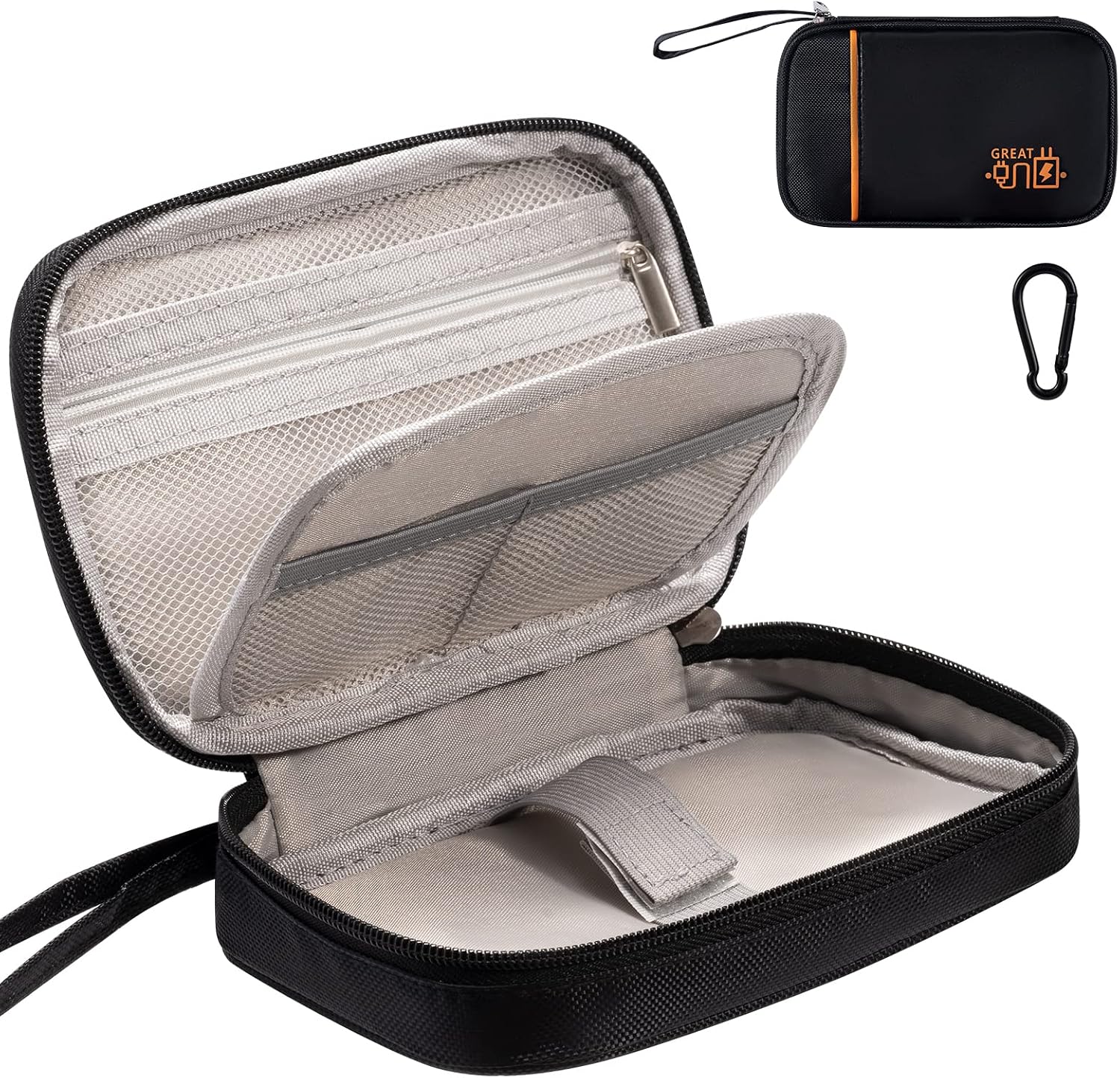 Electronics Organizer, OrgaWise Electronic Accessories Bag Travel Waterproof for iPad Mini, Kindle, Hard Drives, Cables, Chargers (S2-Black)