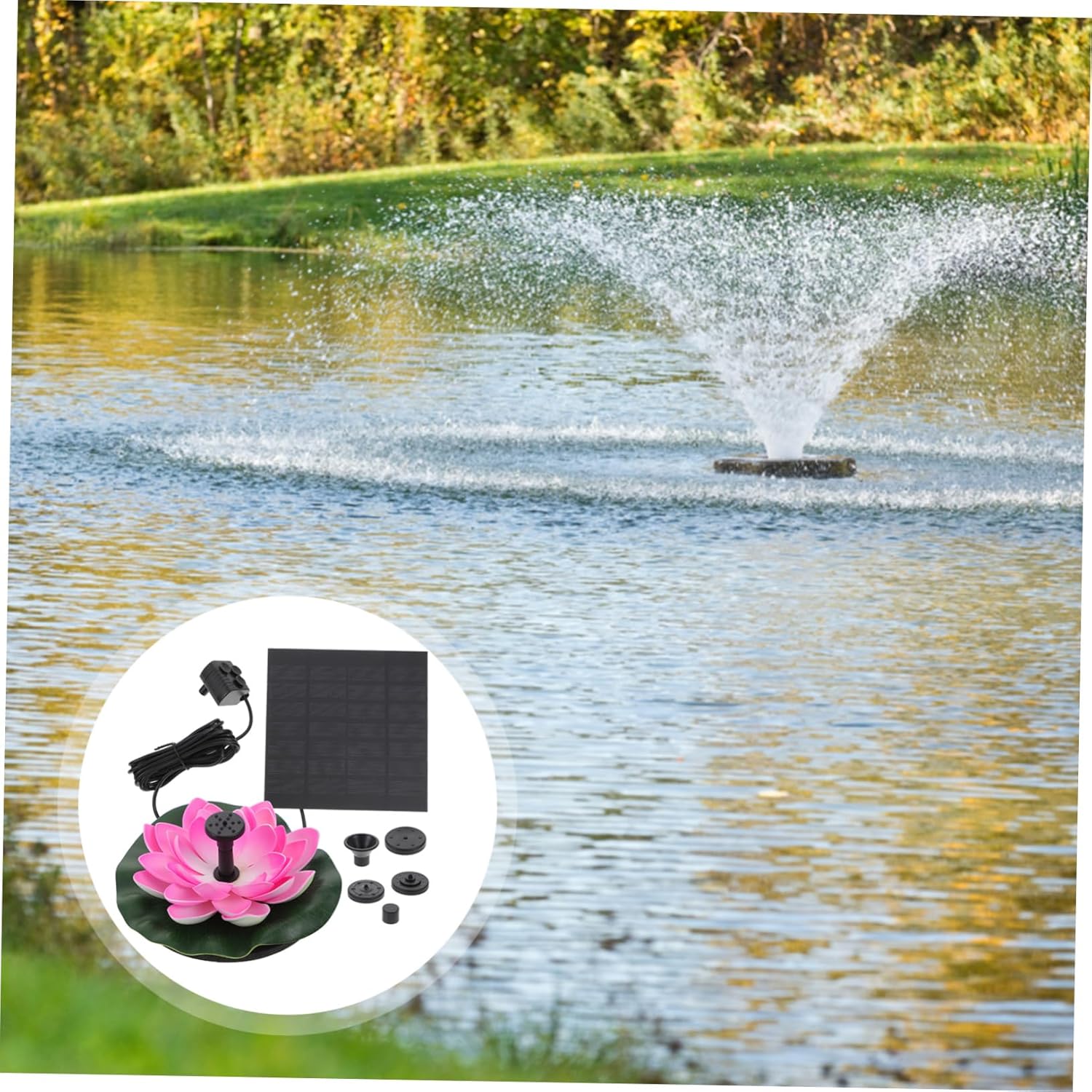 Toyvian Solar Power Floating Water Fountain Outdoor Pool Decoration with Automatic Pump for Gardens and Solar Powered Water Feature for Fish Oxygenation