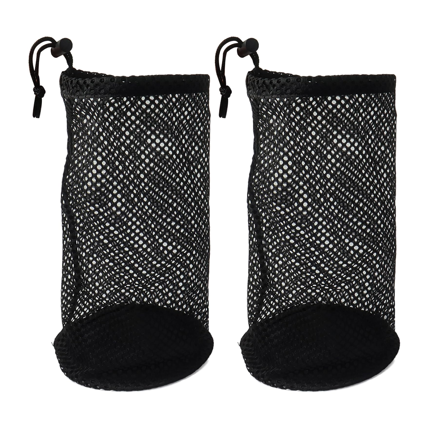 Klmnop 2Pcs Golf Ball Bag, Nylon Mesh Golf Ball Pouch Holds 48-56 Balls, Golf Balls Tee Pouch with Drawstring Storage Bag(Black)