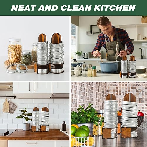 Miniatura 6 de Mason Jar Lid Organizers Inside Cabinet, 2 Pack Canning Lid Rack Holder for Kitchen Organization, Wooden Mason Jar Accessory for Storing