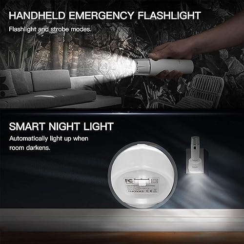 Miniatura 4 de Linterna de emergencia, luz LED multifunción de falla de energía, luz de mano, linterna recargable, luz nocturna enchufable, linternas de falla de