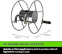 Vista 6 de Yard Butler Soportes de carrete de manguera – Soporte de manguera de jardín compacto y versátil con opciones giratorias y de montaje – Ideal