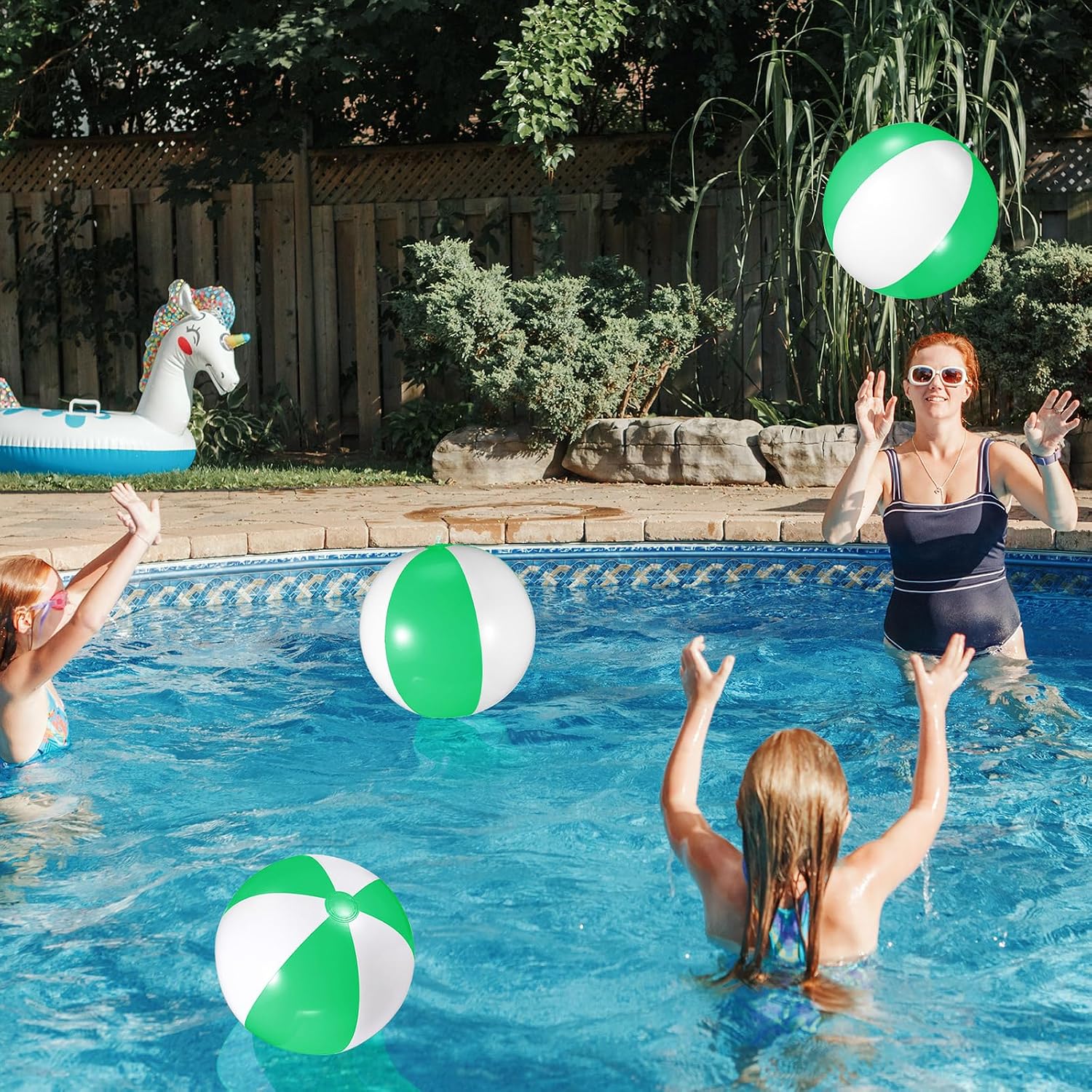 12 Pcs 16'' Beach Ball PVC Inflatable Ball Bulk Blow up Pool Balls for Swimming Pool Summer Hawaiian Tropical Theme Party Favors Decorations Favors Supplies