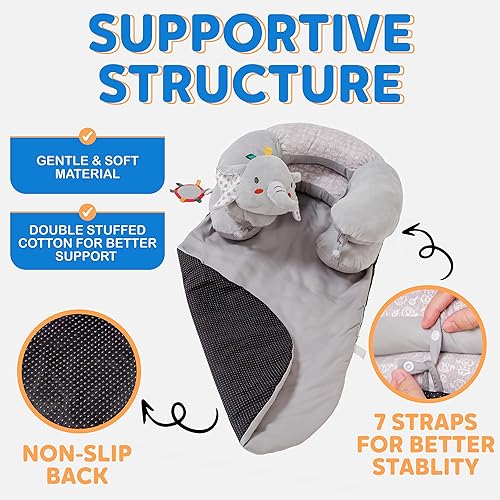 Miniatura 3 de Almohada 2 en 1 y tumbona para bebé, soporte de asiento para tapete de juego de bebé para bebés de 0 a 6 meses, tumbona infantil con juguetes para