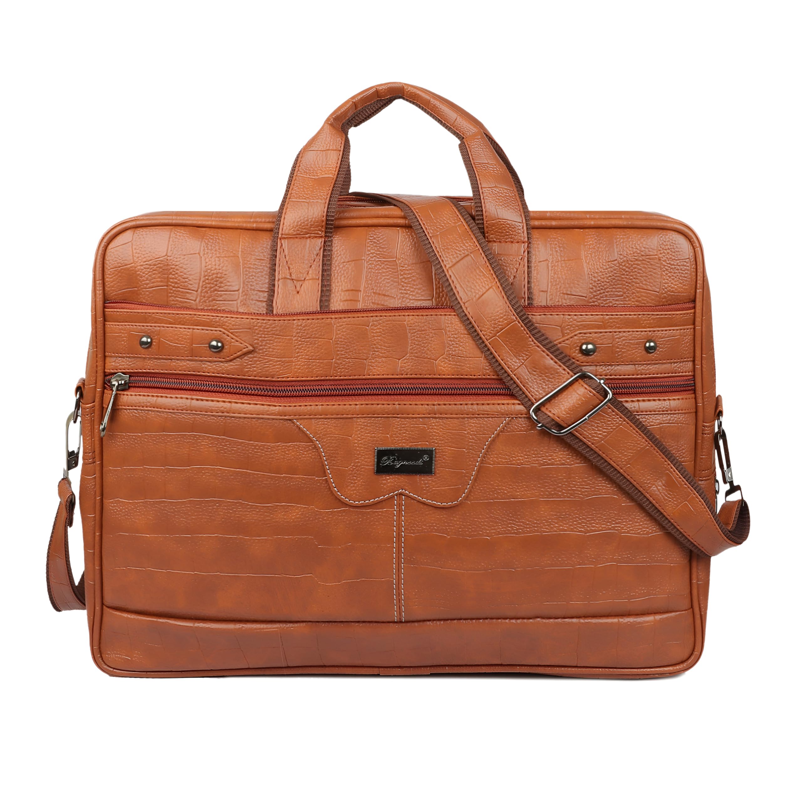 bagneeds PU Leather Messenger Laptop Bag For Men & Women Laptop Bag for Men,100% Vegan Leather Expandable Office Bag for Men | Supports Laptop Upto 14” inches-picture-23