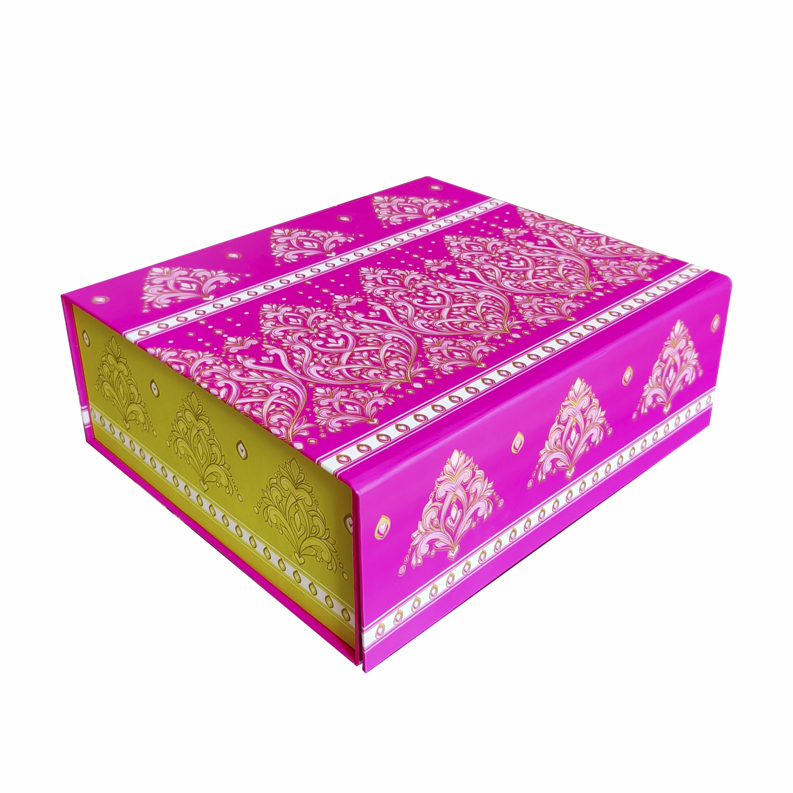 VESTTA -ELEGANCE REDEFINEDDecorative Gift Box | 10 (L) X 10 (B) x 4 (H) Inch | Floral Designer box for Diwali, Engagements, Weddings, Christmas, Corporate Gifts, Gift Hampers (Red)
