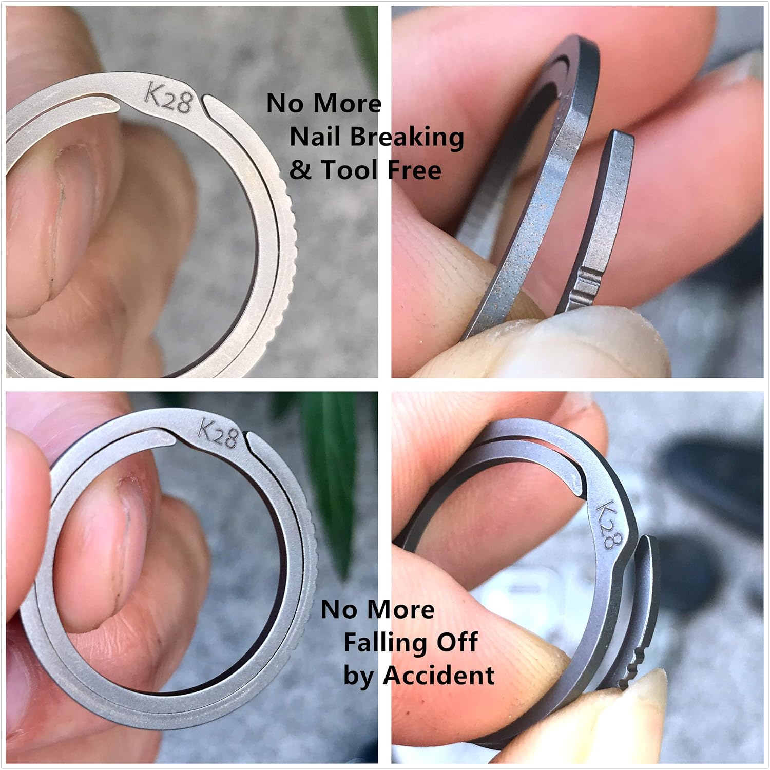BANG TI Titanium Quick Release Keychain Clip and Side Pushing Key Rings Kit