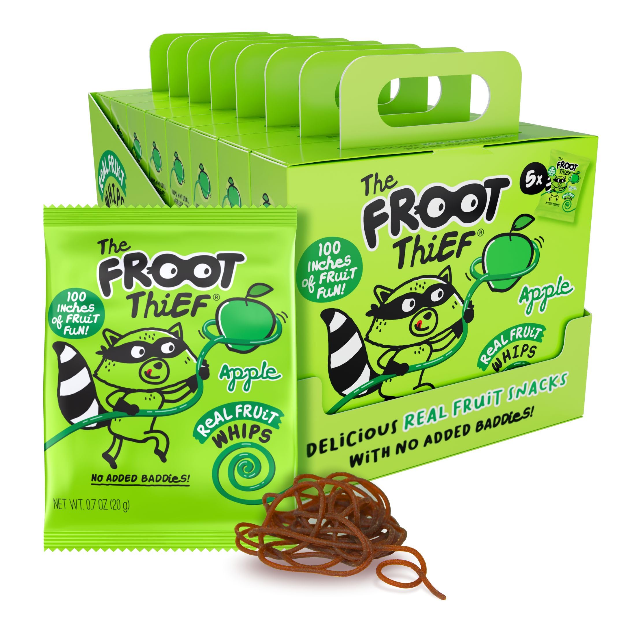 The FROOT Thief Real Fruit Snack Whips, Nut Free, Perfect for School Lunches, Individual Bags for Kids, Apple 40 Pack