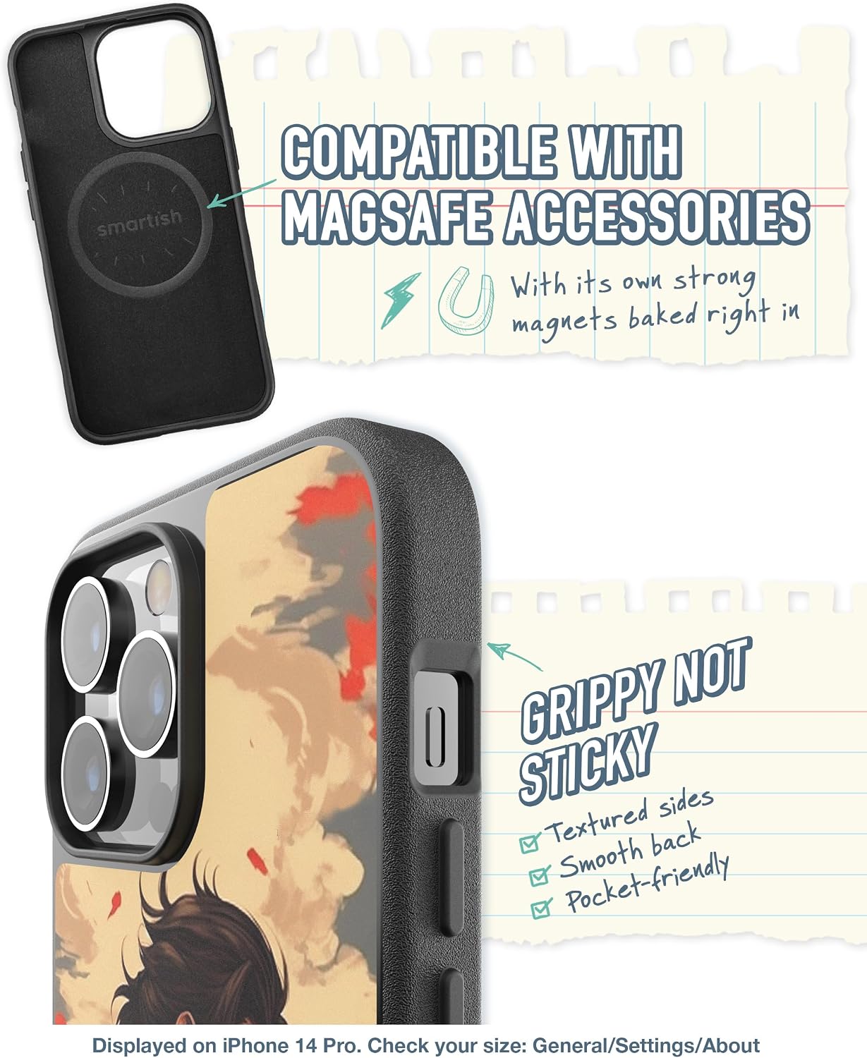Smartish - Blazing Samurai - iPhone 14 Pro Slim Case - Gripmunk [Lightweight + Protective] Thin Cover - Fits iPhone 14 Pro