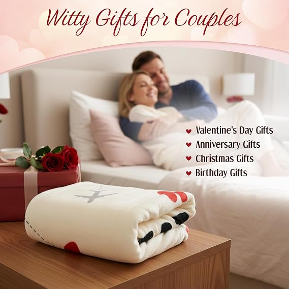 WRAPIX Anniversary Couple Gifts for Men Women - I Love You More Soft Fleece Throw Blanket 50x60 in - Anniversary Wedding Gifts for Him Her, Birthday Romantic Gift for Girlfriend Boyfriend Wife Husband