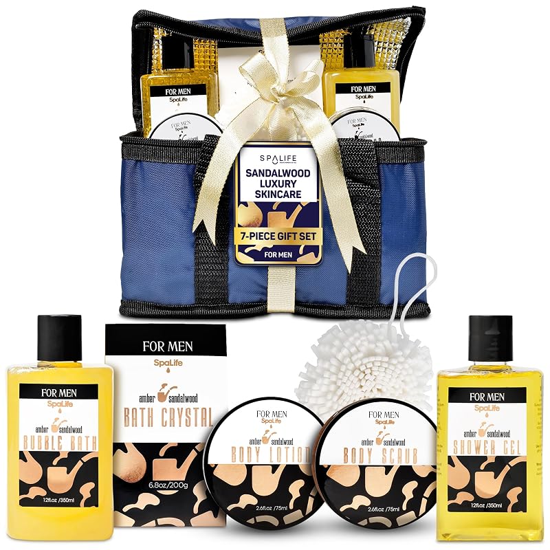 Conjunto SpaLife de cuidados corporais com fragrância de sândalo para homens, 7 peças