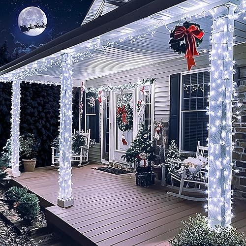 Miniatura 276 de JMEXSUSS Tira de luces de Navidad multicolor de 163 pies con 500 luces LED para exteriores, resistente al agua, alambre transparente, luces Varios