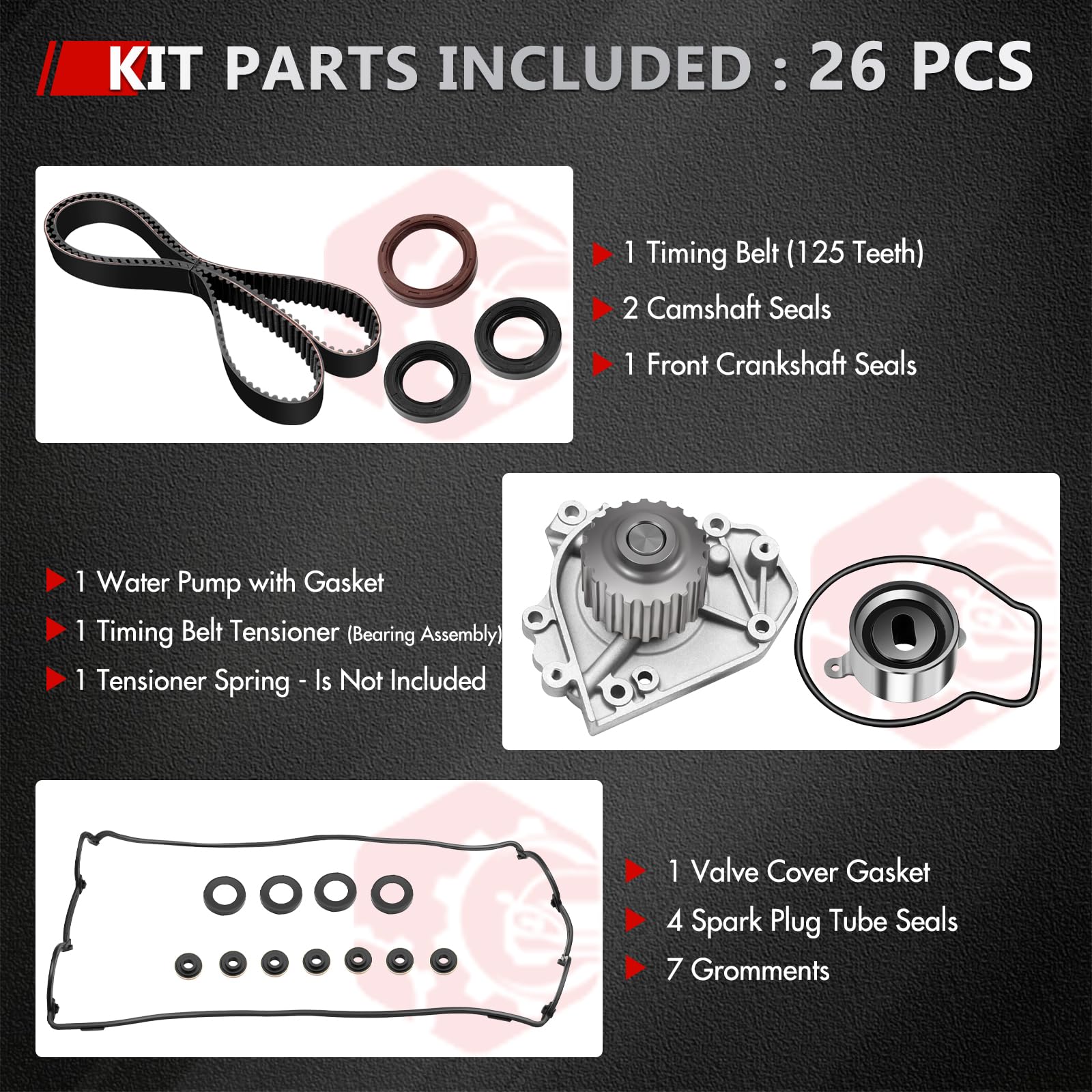 Timing Belt & Water Pump Kit For 1996-2001 Acura Integra & Honda CR-V 1.8L/2.0L B-Series Engine
