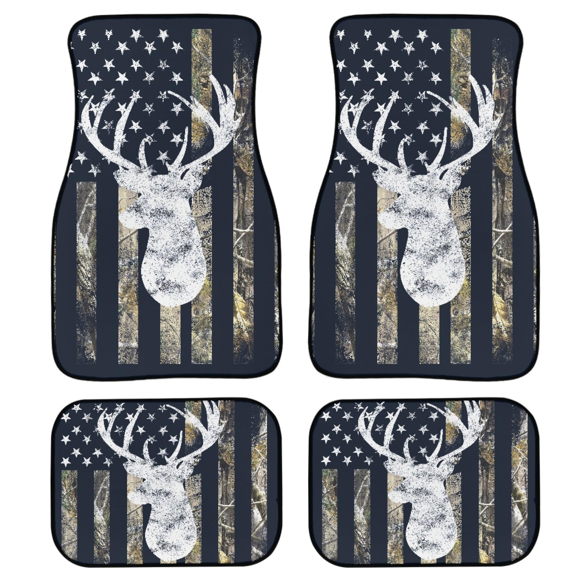 LONSANT Camo Buck Deer American Flag Car Floor Mats