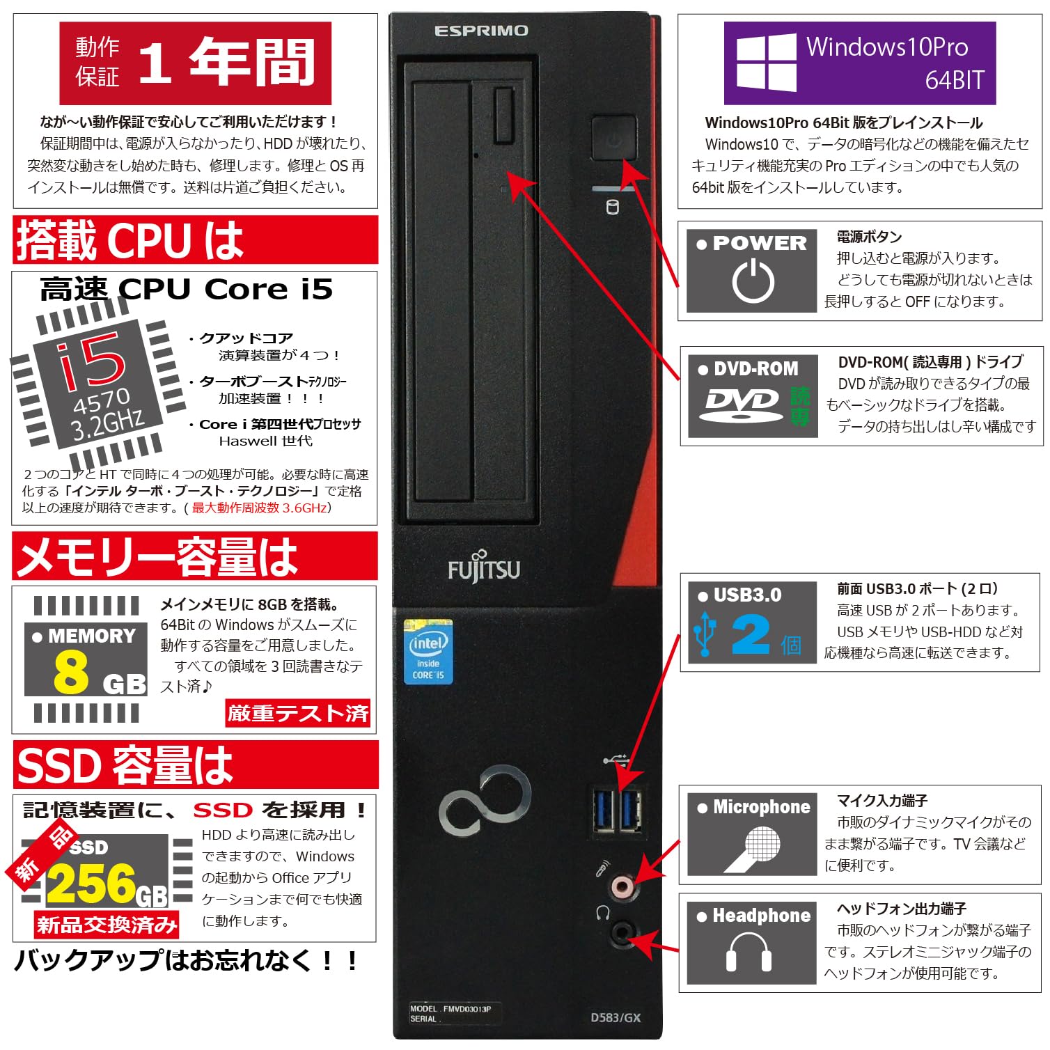 Amazon.co.jp: 中古パソコン 富士通 ESPRIMO D583/G(GX) Windows10