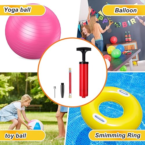 Miniatura 7 de Jerify Juego de 20 bombas de bolas de 8 pulgadas, bomba de aire portátil de mano, bomba de fútbol con manguera de extensión de aguja, inflador para