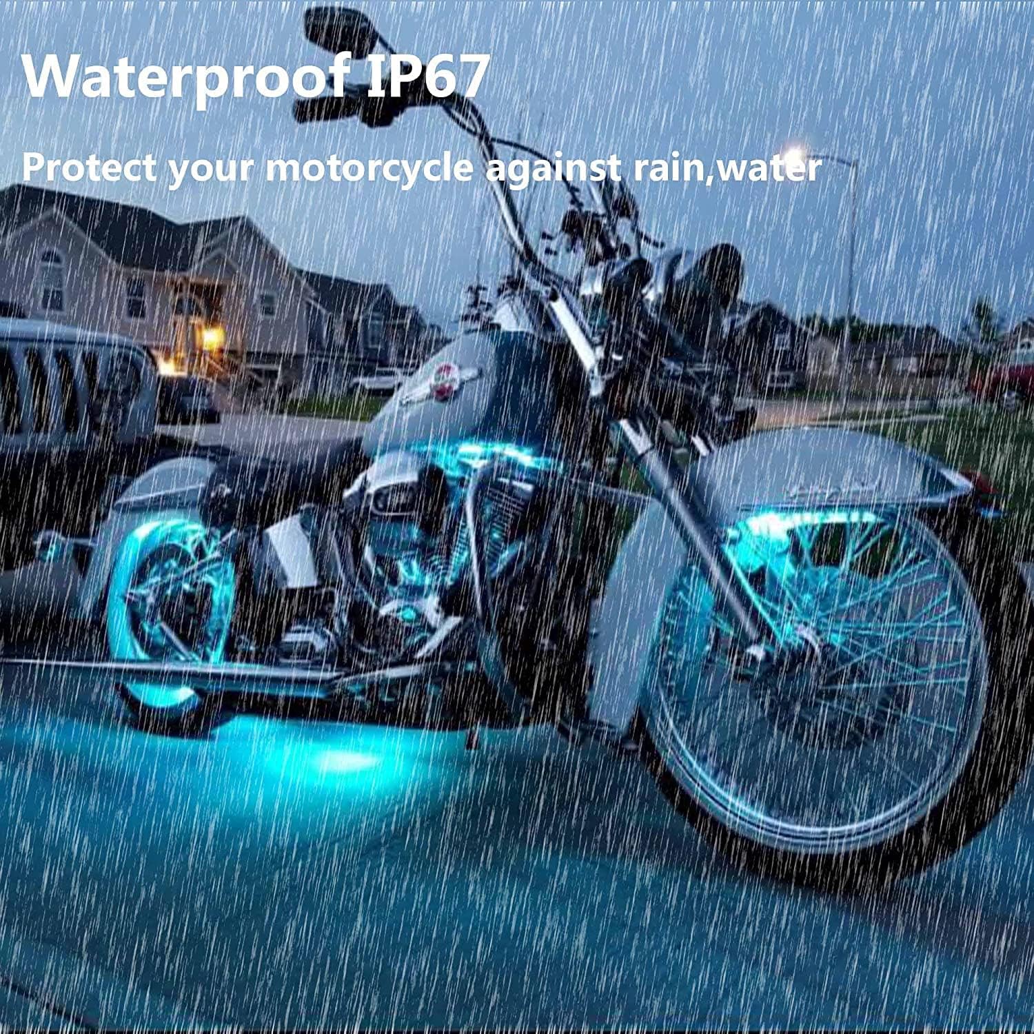 8pc Bluetooth RGB LED Car Motorcycle Glow Lights Flexible Neon Strip Waterproof Kit,IP 68 Waterproof with RF Wireless Remote