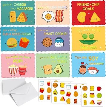 Prophet 36 Pack Gold Foil Valentines Day Cards for Kids School, 9 Assorted Designs with Envelopes & Cartoon Scented Strawberry Stickers, Great for Boys & Girls Classroom Activities