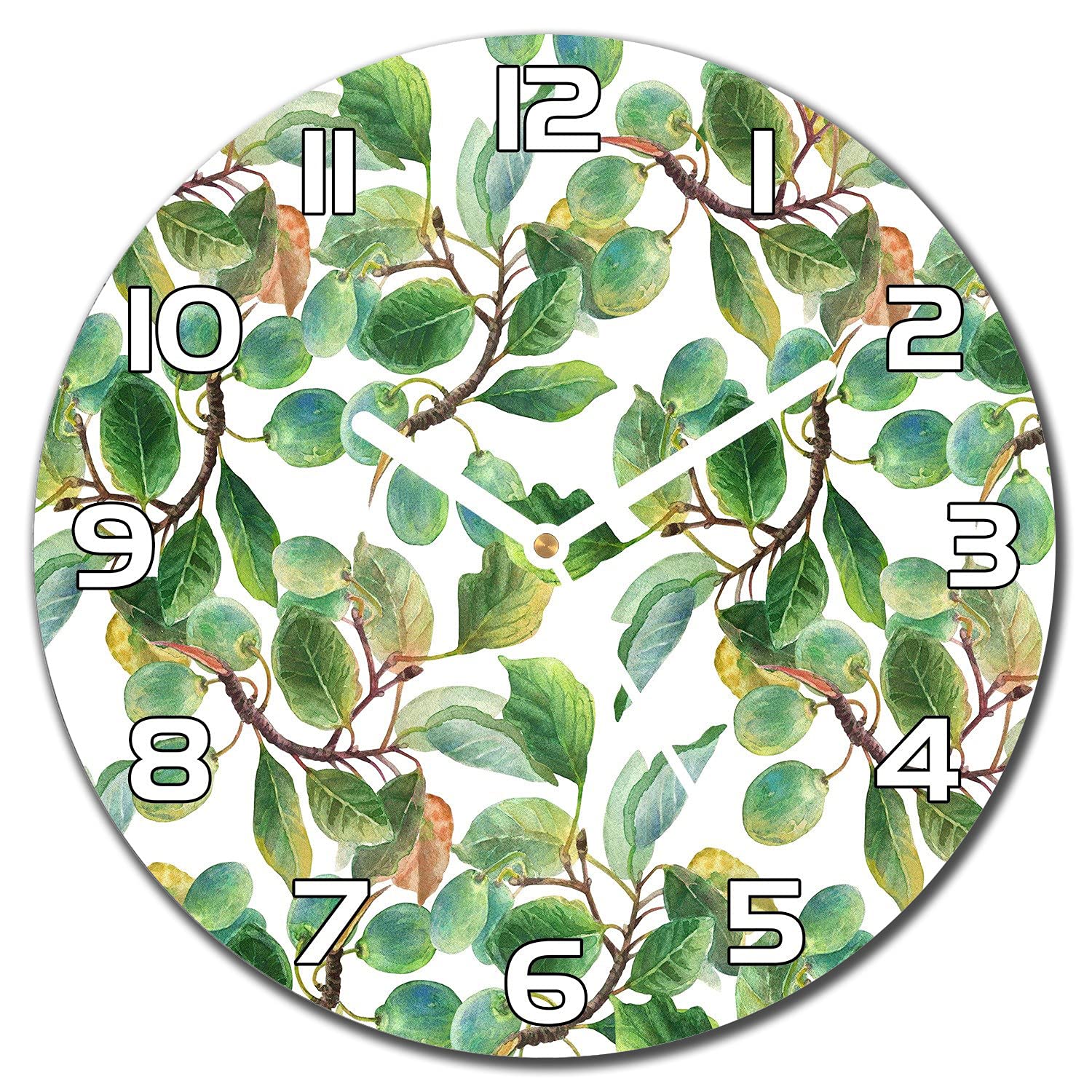 Horloge en verre cuisine salon ronde 30 cm aiguilles blanches