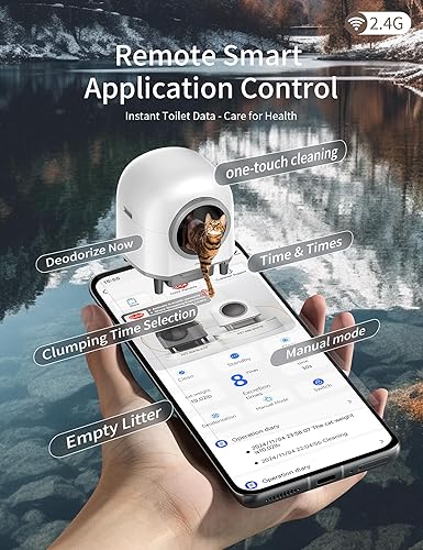 Miniatura 3 de Caja de arena automática para gatos autolimpiante con 10 radares de seguridad, caja de arena inteligente de 100 litros utilizada durante 14 días,